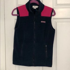 Vineyard Vines navy blue and pink fleece vest